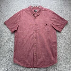 Billabong Shirt Mens Large Burgundy Short Sleeve Button Up Casual Beach Pocket